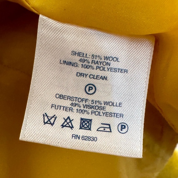 Lands' End Bold Yellow Wool Blend Jacket Pea Coat 6 Classic Y2K Preppy Dopamine - Picture 6 of 6